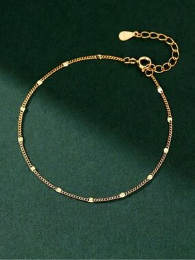 Delicate Gold Chain Bracelet with Disc Accents - Women Jewelry